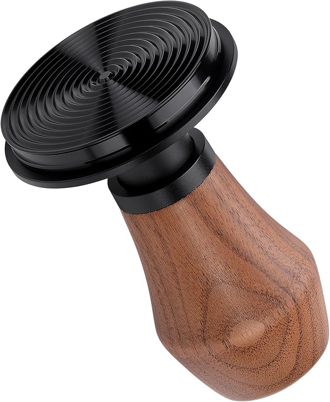 Normcore 53.3mm Coffee Tamper V4.1 with Click Sound Feedback, Espresso Spring Loaded Tamper With Titanium PVD Coating Ripple Base For Breville Sage 54mm Portafilters, Genuine American Walnut Handle