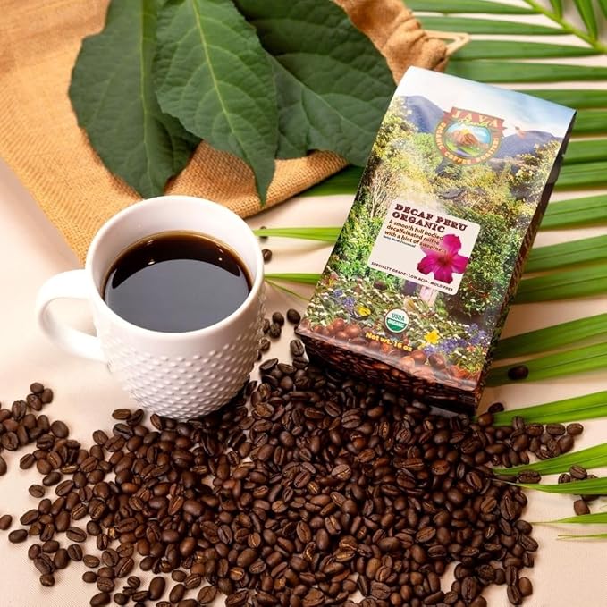 Low Acid Organic Coffee β Whole Bean, Mold-Free & Stomach Friendly by Java Planet, Peruvian Single Origin Decaf Coffee, Water Process, Medium Dark Roast, Smooth Full Flavored, 5LB Bag
