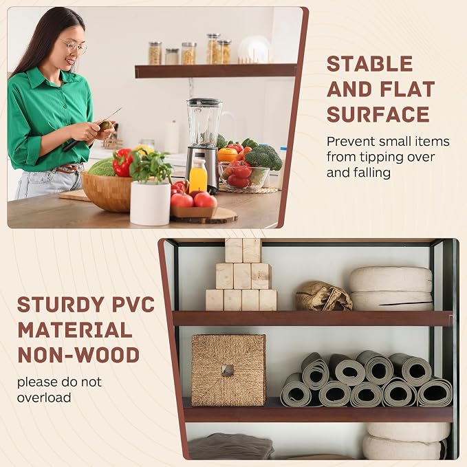 CroBlissful 4 Sets Shelf Covers Wire Rack Cover for Pantry, Removable Wood Textured 24x12 Inch PVC Shelves Covers (Not Wood) with Acrylic Clips for Wire Shelving Home Kitchen Organization - Image 6