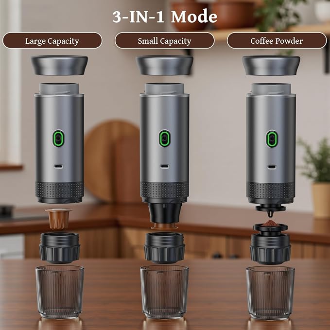 USB-C Self-Heating Portable Espresso Maker for Ground Coffee & Capsules | Compact travel coffee cup, ideal for car, RV, hiking, camping and office outdoor coffee brewing - Image 8