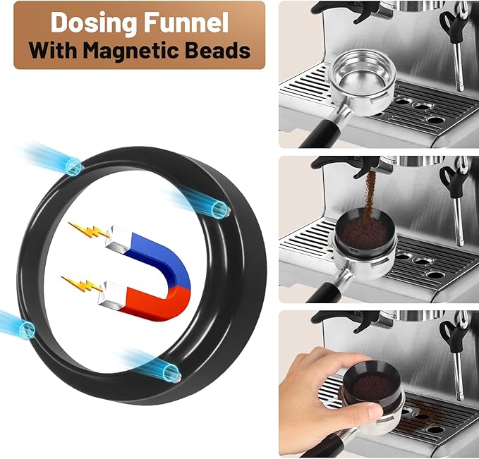 51mm Espresso Accessories Kit – Spring-Loaded Espresso Tamper, WDT Tool, Coffee Distributor, Magnetic Dosing Funnel, Puck Screen with Remover – Premium Stainless Steel & Aluminum Espresso Tools