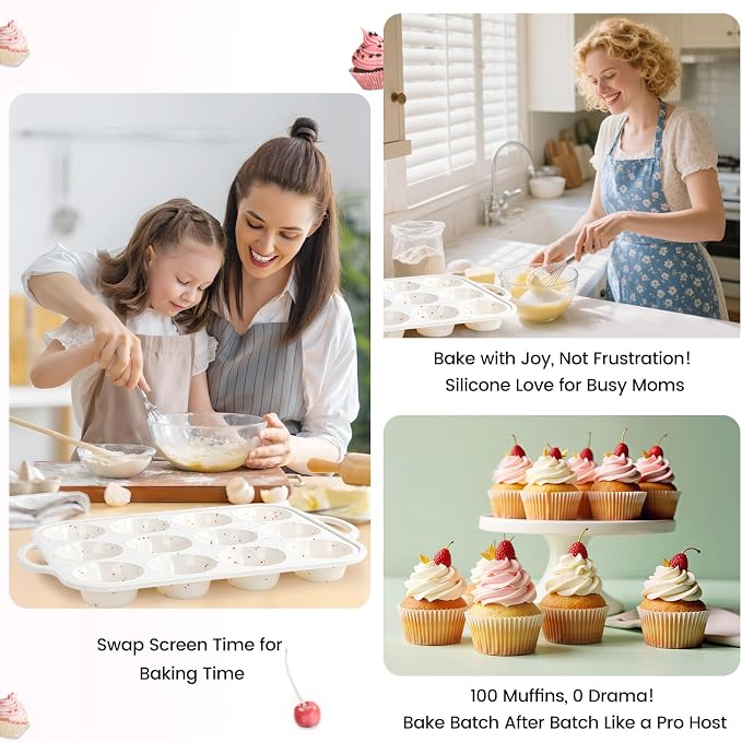 Silicone Muffin Pan for Baking with Metal Reinforced Frame, Nonstick Cupcake Pan 1 Pack Regular Size Egg Bites Silicone Mold - Image 9