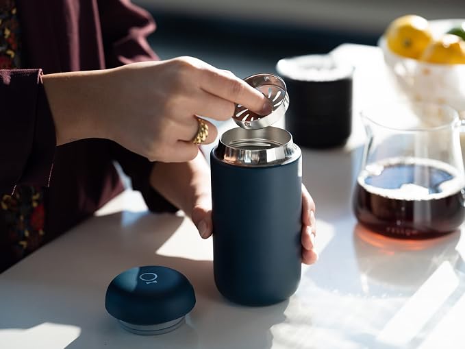 Fellow Carter Move Ceramic Lined Travel Coffee Mug 16 oz - Leak-Proof Lid | No Metallic Taste, Dishwasher Safe, Hot 12Hr Cold 24Hr, Stainless Steel Tumbler, BPA-Free, Fits Cup Holders, Stone Blue - Image 6