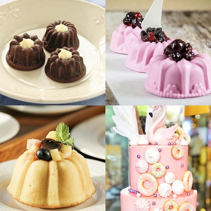 3 Pcs Mini Fluted Tube Cake Pan, 6-Cavity Silicone Non-Stick Small Cake Baking Mold for Cupcakes Cornbread Brownies Donuts Jello(Style2) - Image 5