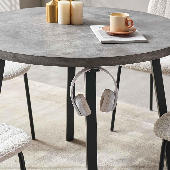 5-Pieces 37.4" Round Dining Table Set for 4,Mid Century Modern Small Coffee Table, Engineered Wood Table and Chairs Set of 4 for Kitchen, Dining Room, Office(1 Table + 4 White Boucle Chairs) - Image 9
