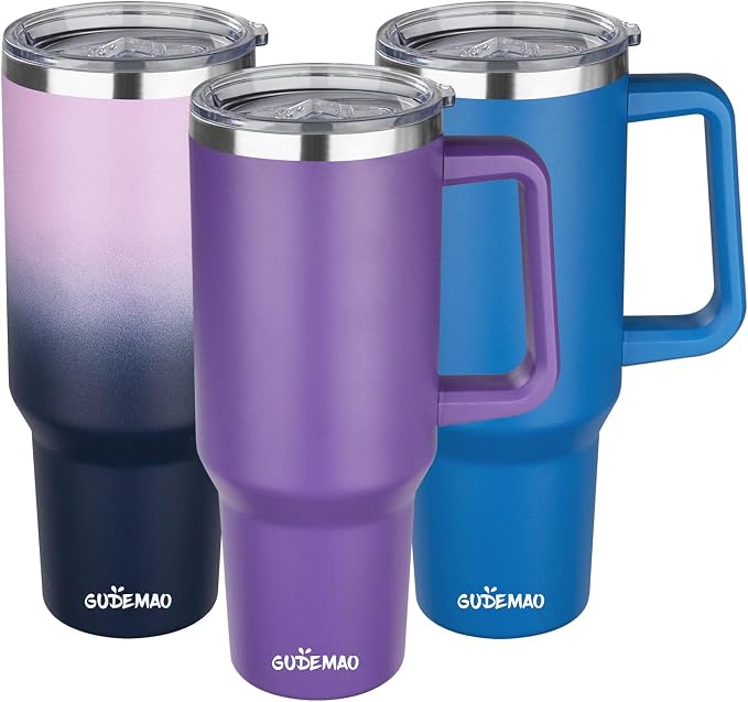 40 oz Insulated Coffee Mug with Ceramic Coating, Stainless Steel Travel Mug Tumbler with Handle Lid and Straw, Double Wall Leak-Proof Coffee Travel Mug Keeps Drink Hot and Cold (Purple) - Image 8
