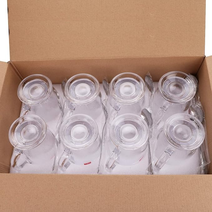 QAPPDA Glass Mugs, Clear Coffee Mugs With Handle 15 oz,Tea Mugs 450ml | Beer Glasses With Handle,Glass Cup Drinkware For Beverage,Juice,Latte Cups Cappuccino Mugs Beer Mug Water Cups Sets of 8 - Image 7