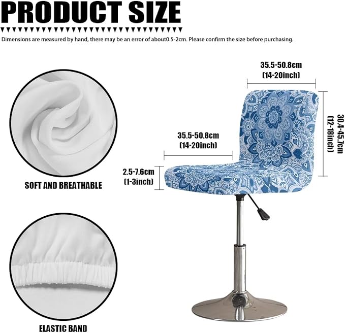 Blue Mandala Flower Bar Stool Cover Bar Chair Slipcovers for Dining Room Kitchen Bar Counter Height Chairs Covers Stool Protective Cover - Image 7