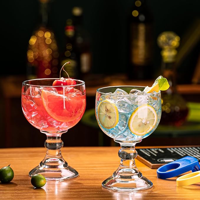 Schooner Beer Glasses 21.5 Oz Set of 4, Extra Large Margarita Glass With 4 Color Clips, Shrimp Cocktail Goblet, Large Stemmed Glasses With Thick Bottom, Crystal Clear Bar Glassware - Image 7
