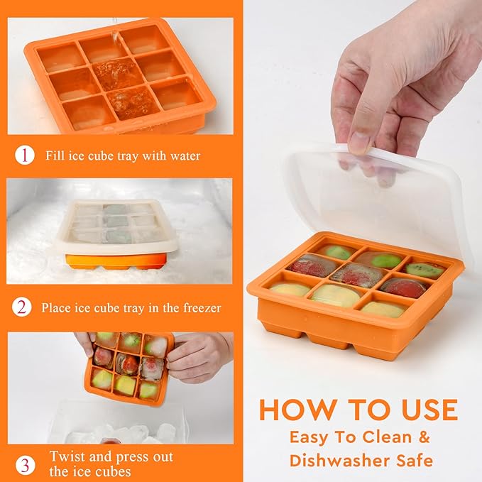 Small Ice Cube Trays for Freezer,9x1.3 inch,BPA Free,Silicone Ice Cube Tray with Lid | Mini Ice Cube Trays-Nugget Ice Tray with lid for Mini Fridge with Freezer for Coffee,Cocktail,Baby Food
