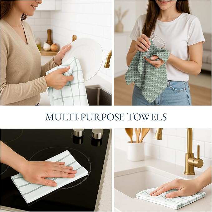 LANE LINEN Kitchen Towels Set - Pack of 12 Cotton Dish Towels for Drying Dishes, 18”x 28”, Premium Hand Towels, Tea Towel, Quick Drying Kitchen Towel Set - Olive - Image 9