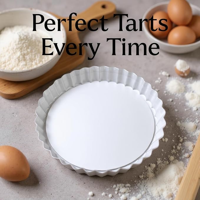 Tart Pan with Removable Bottom, 10 Inch Aluminum Alloy Quiche Baking Pan, 9.3 in Top Diameter, 1 in Depth, Silver Pie Pan with Fluted Edge, Easy Release, Easy Clean, for Tarts and Quiches - Image 6