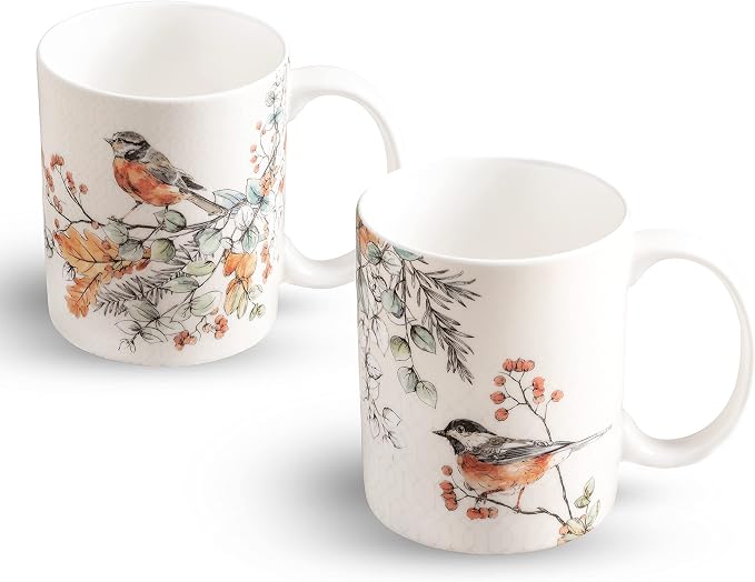Maison d' Hermine Coffee Mug with Handles Tea Cups (15 Ounce, Pack of 2) | Fine Bone China Coffee Mugs for Hot Beverages Cappuccino Latte Home Restaurant Hotel Spring Summer -Whitish Shabby Chique - Image 9