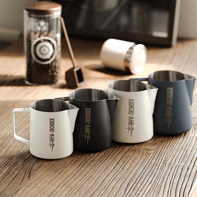 MHW-3BOMBER Espresso Steaming Pitcher Milk Frothing Pitcher Stainless Steel Milk Coffee Cappuccino Latte Art Barista Cup (5.0 Matte Black, 13.5oz/400ml), P5031B