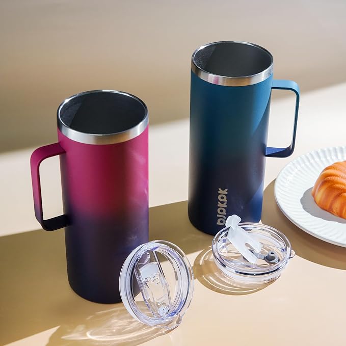 BJPKPK 32oz Insulated Coffee Mug with Handle, Stainless Steel Travel Mug | Keeps Drinks Hot & Cold, Double Wall Vacuum, 2 Lids Included, BPA-Free Coffee Tumbler for Home, Office & Travel - Image 6
