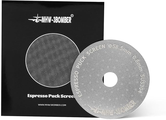 MHW-3BOMBER 58.5mm Espresso Puck Screen with Round Hole Metal Espresso Filter 0.8mm Thickness Coffee Filter for La Marzocco/Gaggia (color: Silver(Round Hole),size:58.5mm)