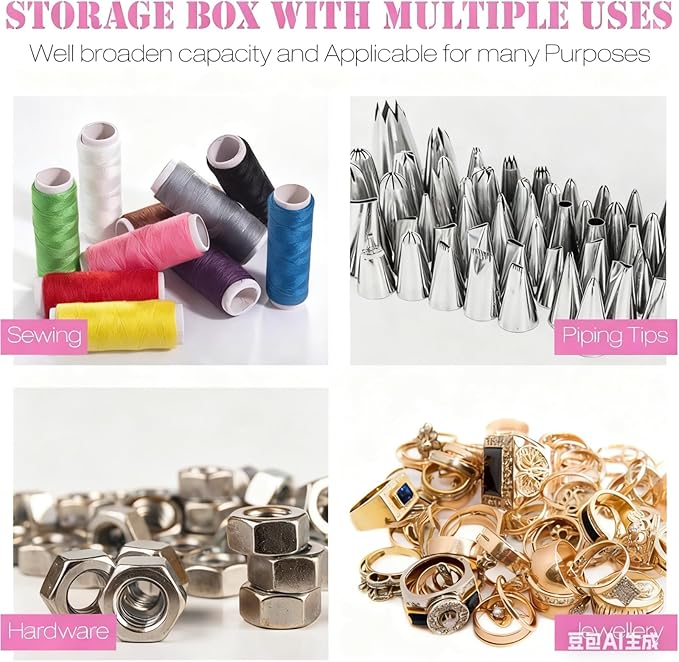 3pcs Piping Tips Organizer with Fixed Pins 72/126-Capacity Cake Decorating Storage Box for Baking Tools (1pcs-42 transparent color)