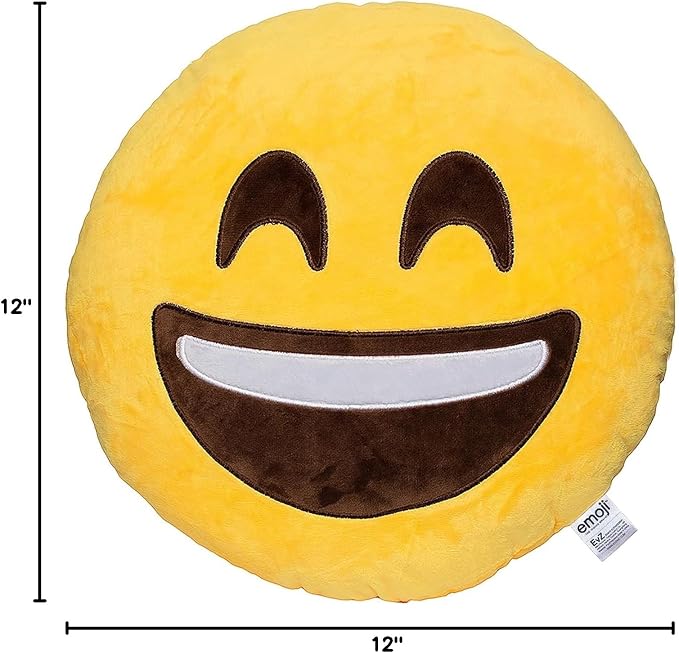 EvZ Official Certified Smile Plush Pillow - 32cm Large Soft Smiley Face Emoticon Cushion - Cute Happy Decorative Stuffed Toy for Living Room, Kids Gift & Positive Vibe Decor (Yellow) - Image 4