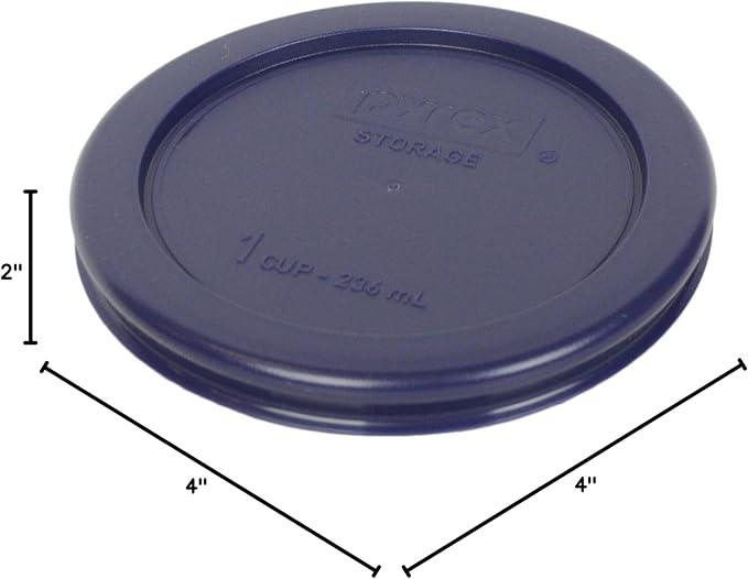 Pyrex 7202 (1-Cup) Glass Bowl with Dark Blue Lid (4-Pack) - Made in USA | BPA-Free Plastic Lid | Round Shape | Food Storage Replacement | Refrigerator & Freezer Safe | Resists Stains And Odors - Image 6