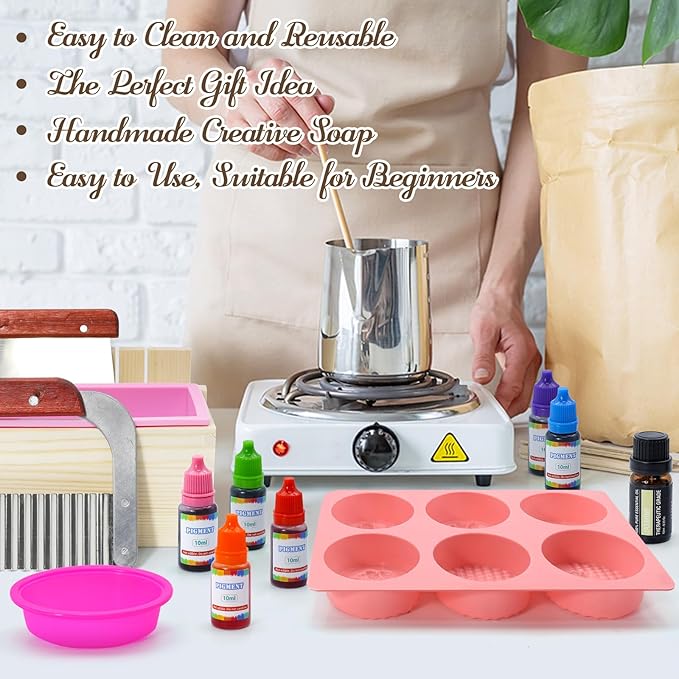 WhizToys Soap Making Kit Supplies, Crafts Kits for Adults and Kids, DIY Beginners Kit Containing Silicone Mold, Soap Cutter and Shea Butter Base, Fragrances and Gifts Cards