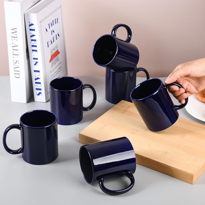 BYCNZB 12oz coffee mug set of 6 Coffee Mugs for Coffee, Tea, Cocoa, Milk(cobalto) - Image 8