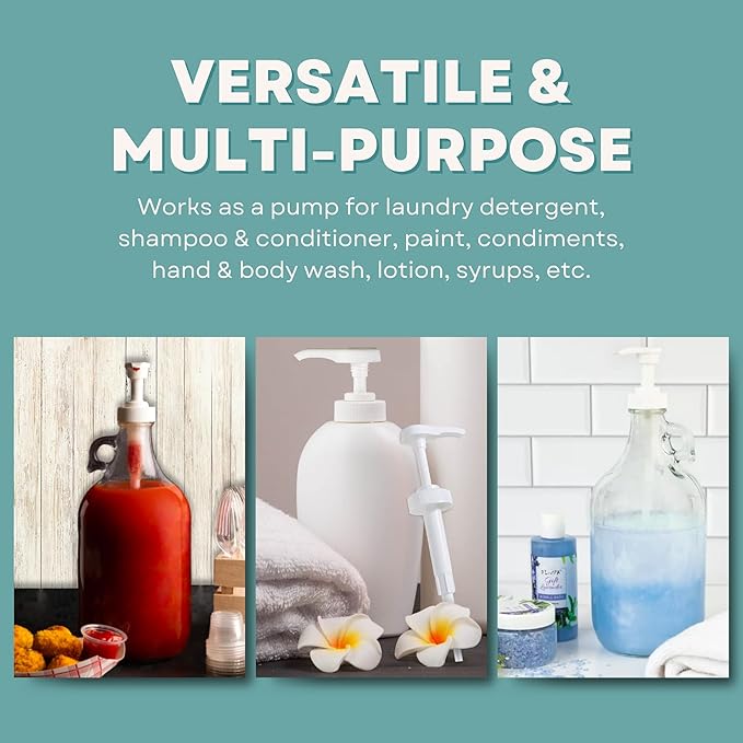 Gallon Pump Dispenser - for Plastic or Glass Bottles β Heavy-Duty Leak Proof for Commercial and Household Use - Plastic Pump for Gallon Jug β Non-BPA Plastic (Pack of 2)