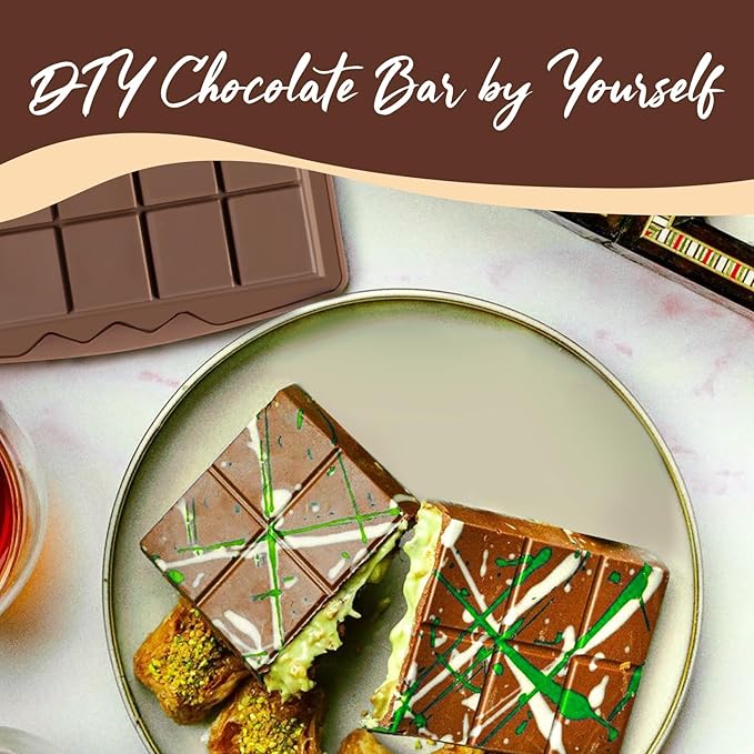 HKNMTT Chocolate Bar Mold Silicone, Large Stuffed Dubai Pistachio Deep Bar Moulds Kit 0.85 Inch Thick Big, Ideal for Homemade Making Candy Bar Bpa Free DIY