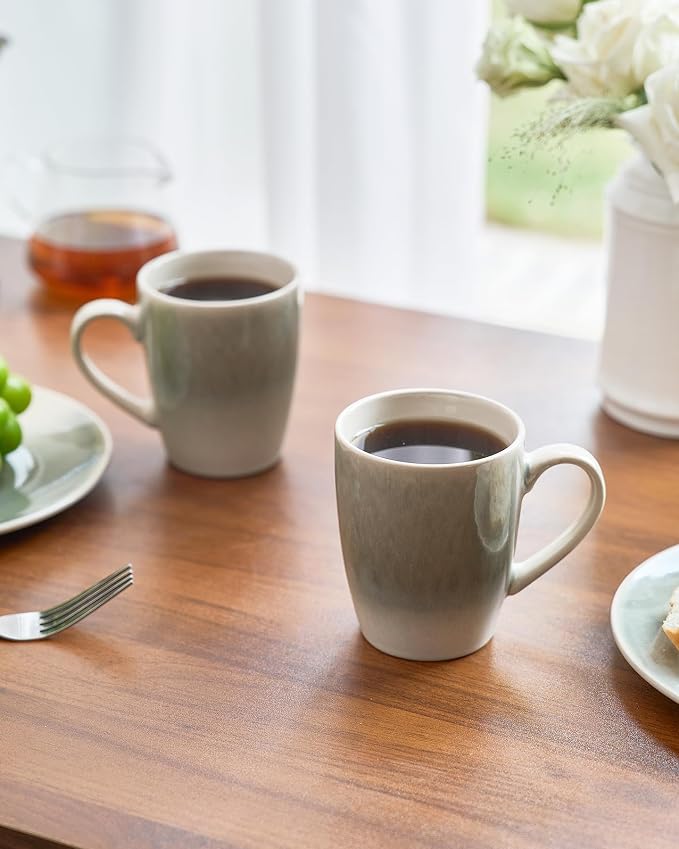 famiware Coffee Mugs Set, 13 oz Mug Set of 8, Stoneware Cups for Latte, Hot Tea, Mocha, Cocoa, Cappuccino, Microwave and Dishwasher Safe, Glacier Series, Sage Green - Image 8
