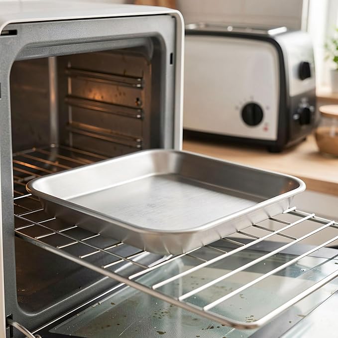 ibasenice 4pcs Stainless Steel Bakeware, Non-Stick Baking Cake Trays for Toaster Oven: 5.5 X 5.5" Multipurpose Pastry Making Sheet for Bread/Cookie Baking - Image 9