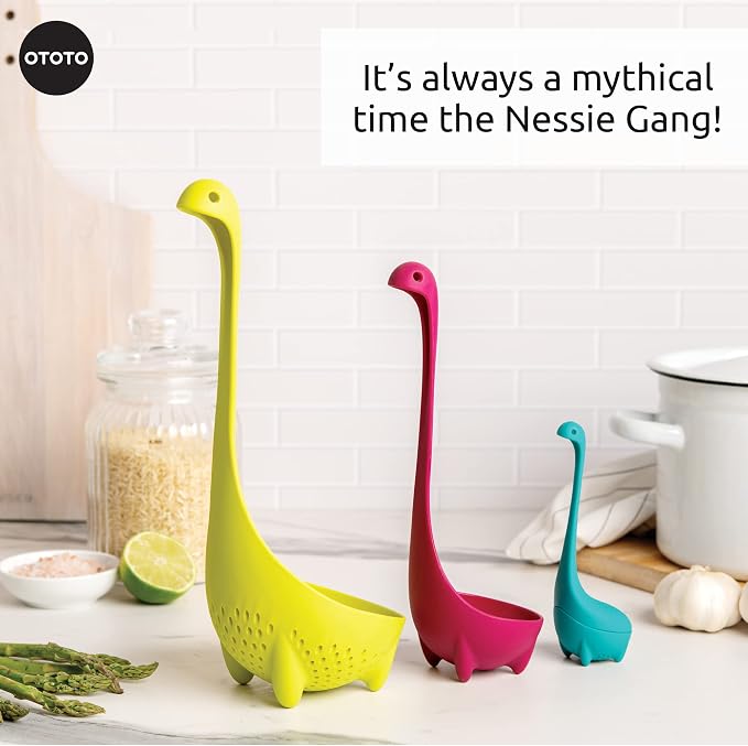The Nessie Family by OTOTO - Pack of 3 Tea Infuser, Soup Ladle, and Colander - Cute Kitchen Accessories, Cooking Gifts, Funny Kitchen Gadgets, Kitchen Gifts - Image 7