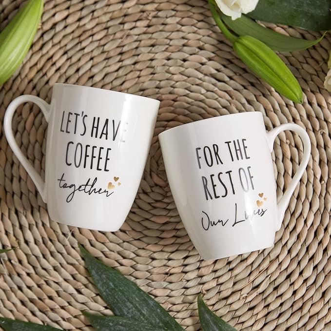 AW BRIDAL Ceramic Engagement Gifts For Couples Coffee Mugs Set Of 2, 12 Oz | Unique Newly Engaged Bachelorette Bridal Shower Gift for Bride, Anniversary Wedding Gifts for Couple Housewarming Gift Ideas - Image 9