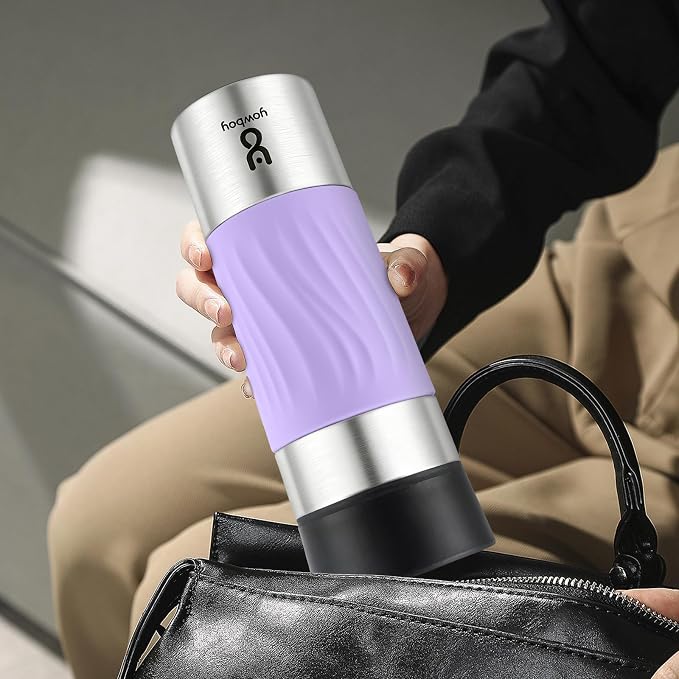 Travel Coffee Mug with 360°Lid, Travel Coffee Tumbler 16 oz Leak Proof, Stainless Steel Insulated Travel Mugs for Hot and Cold Spill Proof Leak Proof(Light Purple) - Image 9