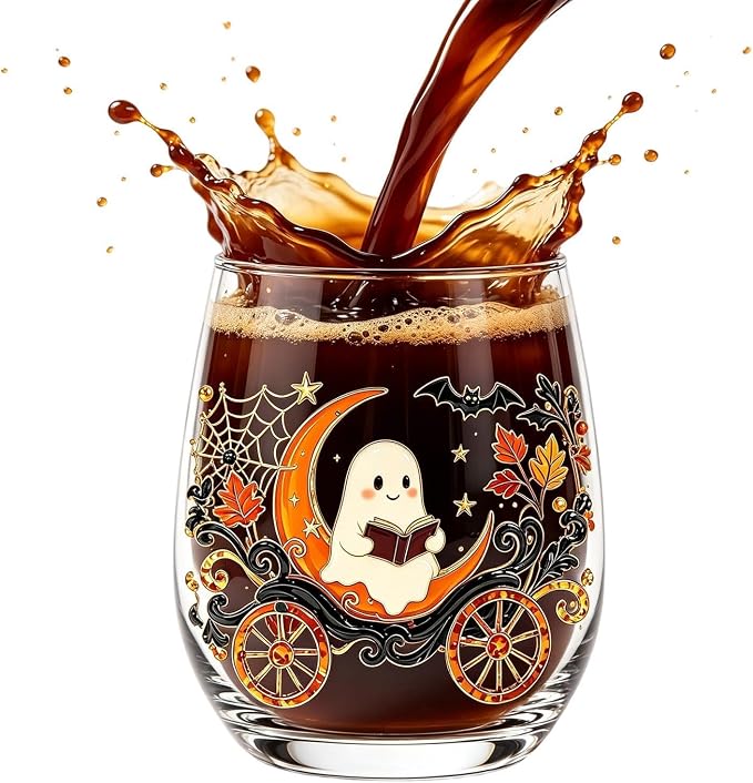 Glass Pumpkin Mugs 400ml Stemless Ghost Pumpkin Wine Glass Mugs | Aesthetic Halloween Glassware for Coffee Tea Juice Soda Water Beverage Holiday Autumn Thanksgiving Home - Image 9