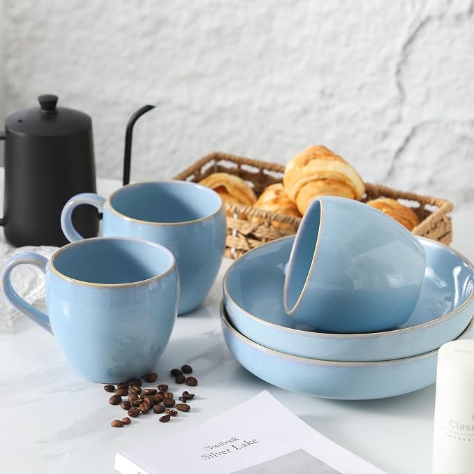 Coffee Mugs Set of 4, Stoneware 16 Oz Coffee Mugs for Cappuccino Latte Cocoa and Tea, Ceramic Coffee Cups with Handle,Sky Bule Mugs for Housewarming Gifts, Microwave and Dishwasher Safe - Image 9