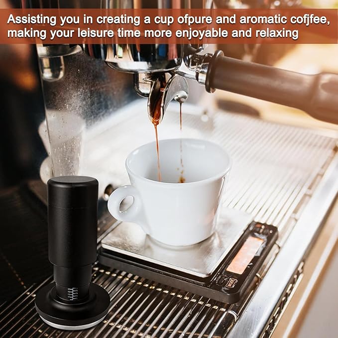 51mm Espresso Coffee Tamper, 2 in 1 Espresso Tamper with WDT Tool, Calibrated Spring Loaded Coffee Tamper, Flat Stainless Steel Base Espresso Tools - Tamper for Espresso Machine, Espresso Accessories