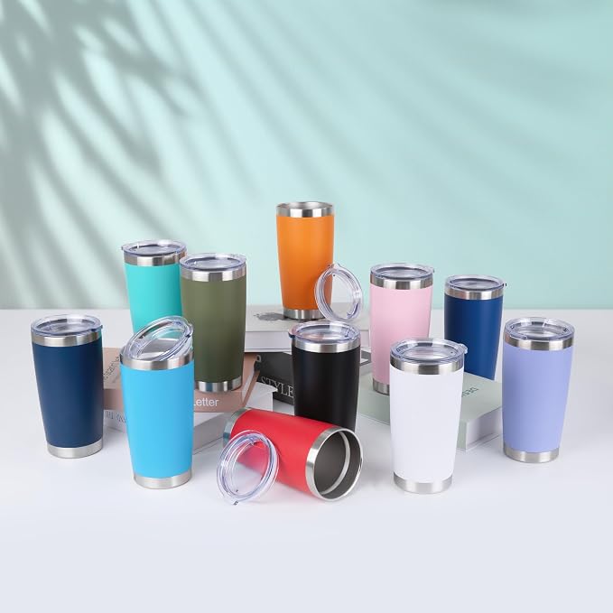 HASLE OUTFITTERS 20oz Stainless Steel Tumblers Bulk, Insulated Travel Cup with Lid, Double Wall Vacuum Coffee Mug for Cold & Hot Drinks 8 Pack, Royal Blue - Image 6