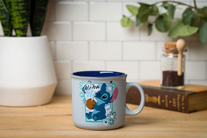 Silver Buffalo Disney Lilo and Stitch Aloha Vibes, Ceramic Camper Mug, 20oz | Coconut Tropical Floral, 0.59 Liters - Image 7