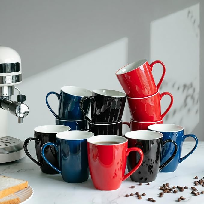 BTaT- Porcelain Coffee Mugs Set, 16 Ounces, 4 Pack, Red Ceramic Coffee Mugs with Handle, Restaurant Cups for Mocha, Tea, Cappuccino, Cocoa, Cereal, Mug Gift Set, Dishwasher and Microwave Safe - Image 8