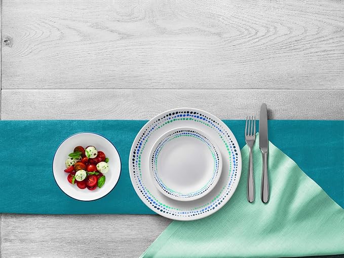 Corelle Vitrelle 18-Piece Service for 6 Dinnerware Set Triple Layer Glass and Chip Resistant, Lightweight Round Plates and Bowls Set, Ocean Blue - Image 6