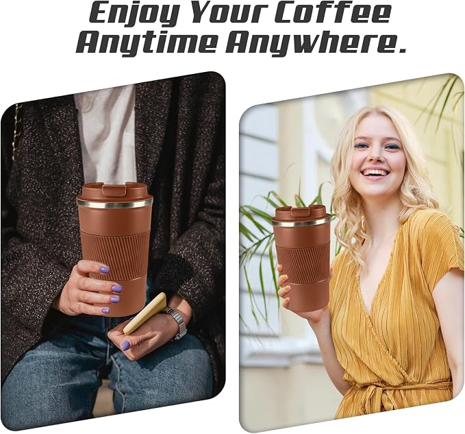 Vacuum Insulated Stainless Steel Travel Coffee Mug,Leak Proof Cup with Lid | 304 stainless steel mug with vacuum insulation, leak proof lid, silicone grip and car cup holder friendly design - Image 6