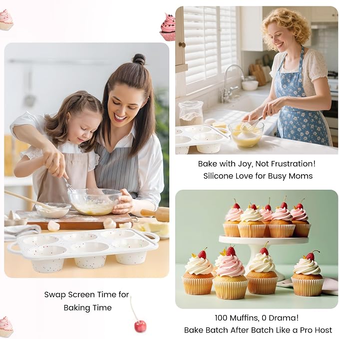 Silicone Jumbo Muffin Pan for Baking with Metal Reinforced Frame, 6 Cup Nonstick Extra Large Muffin Tin, BPA Free Cupcake Pan and Dishwasher Safe Big Muffin Pan - Image 9