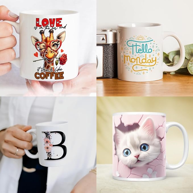 Dmsky Sublimation Mugs White Ceramic Photo Cups Blank Bulk Coffee for Crafts Tazas para Sublimar 11 oz Cups with Box, Heat Tape, Sublimation Paper Ideal for Printing Mug Set of 24 - Image 6
