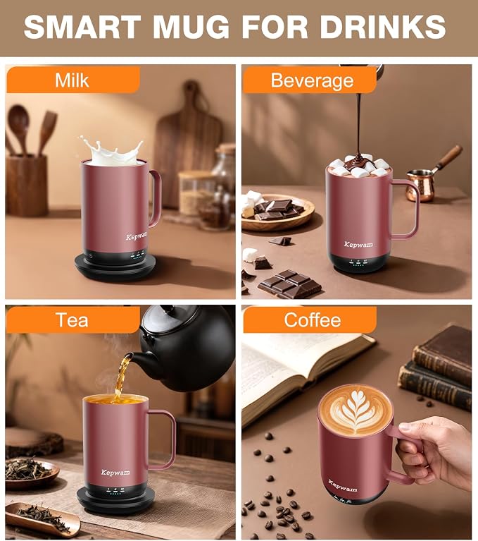 Kepwam Self-Heating Coffee Mug T1, 16oz Rechargeable Heated Coffee Mug, Smart Coffee Warmer Mug with App-Controlled,Advanced Temperature-Controlled Heating Coffee Gifts for Women Men Coffee Lover - Image 9