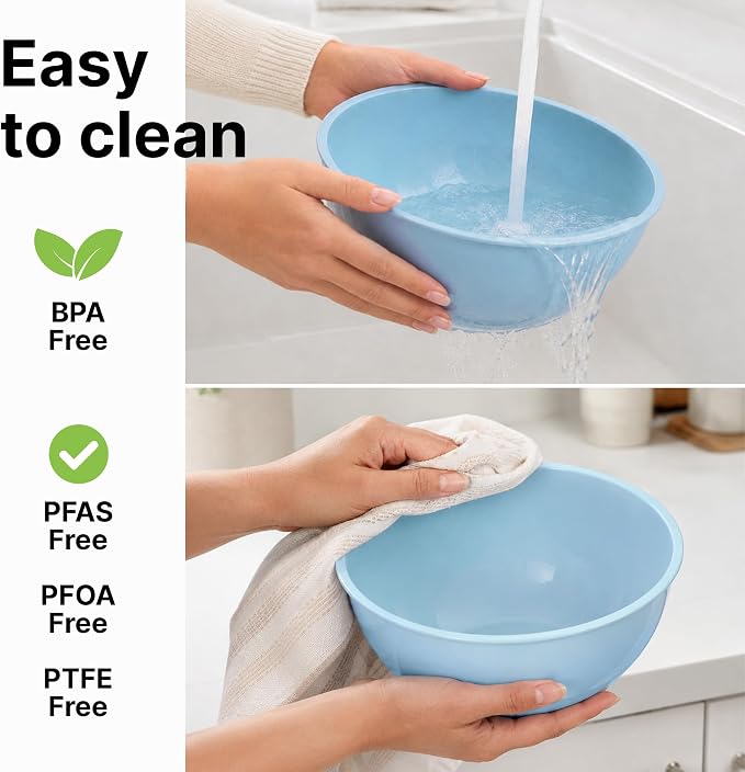 Zulay Kitchen 12 Piece Plastic Mixing Bowls with Lids Set - Leak-Proof Microwave & Freezer Safe Stackable Mixing Bowl Set for Preparing, Serving and Storing - Non-Slip Large Nesting Bowls (Blue Ombre) - Image 7
