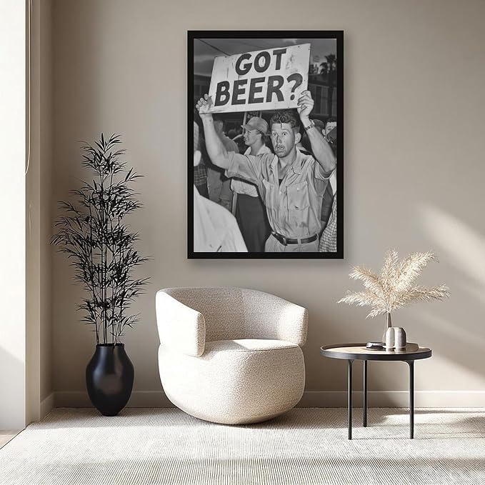 Got Beer, Black And White , Alcohol Speakeasy Poster, Prohibition, Vintage Protest Canvas Poster Wall Art Decor Print Picture Paintings for Living Room Bedroom Decoration Black Frame 08x12in(20x30cm) - Image 8