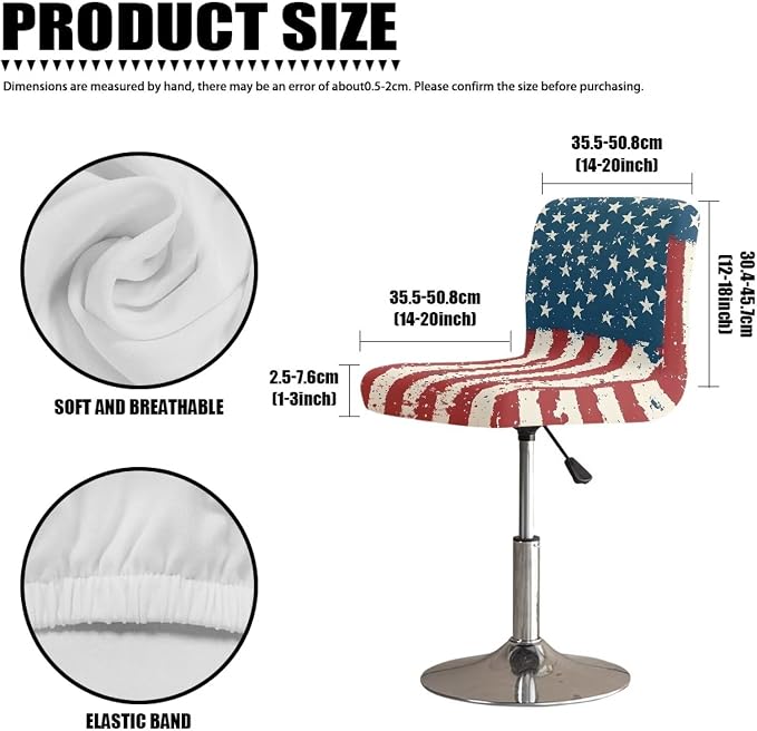 Vintage American Flag Bar Stools Set of 2 Bar Stool Slipcovers Green Leaf Non Slip Dining Chair Slipcover Swivel Chair Seat Covers Home Kitchen Furniture Protector - Image 7