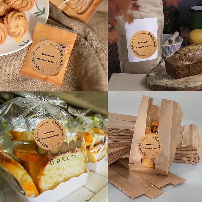 100-1000 Kraft Custom Sticker Labels Round Customized Labels Wreath Designs Personalized Stickers for Food Jars Gift Essential Oil Bottles Storage Bins(Kraft Paper 09) - Image 7