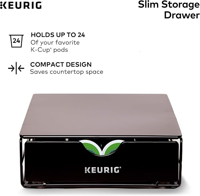 Keurig K-Elite Single-Serve K-Cup Pod Coffee Maker, Brushed Slate, 12 oz. Brew Size & Slim Non-Rolling Storage Drawer, Coffee Pod Storage, Holds up to 24 K-Cup Pods, Black - Image 7