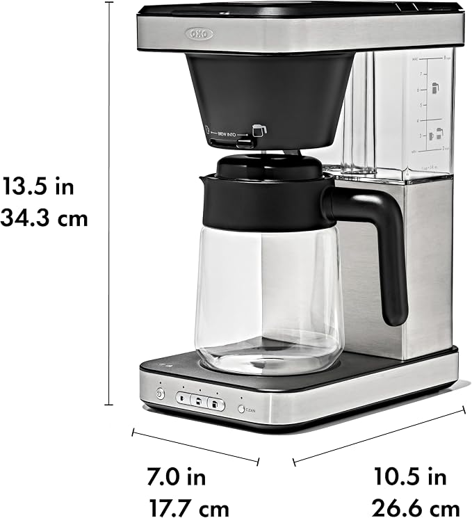 OXO Brew 8-Cup Drip Coffee Maker - Glass Carafe | Podless Single-Serve and Full Carafe Options, SCA Certified Home Brewer, Temperature Control Setting - Image 8