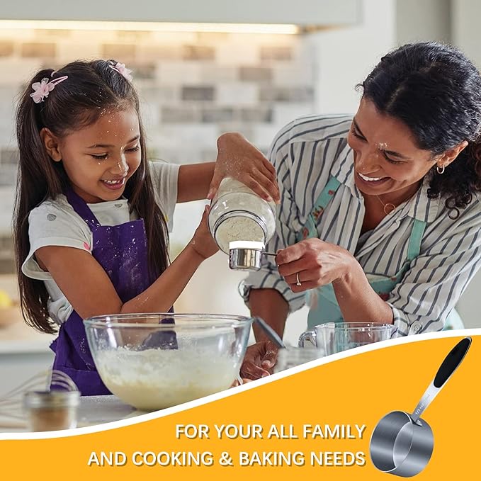 2PCS 1/3Cup (79ml, 2.7oz) Single Measuring Cup with Black Silicone Grip, Stainless Steel Individual Measure Scoop Only